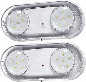 Outdoor Emergency Light with Battery Backup, Exterior Emergency Exit Lights Hardwired, Wet Location LED Egress Lights, Waterproof Commercial Emergency Lighting Fixture, 120-347V, UL Listed(2 Pack)