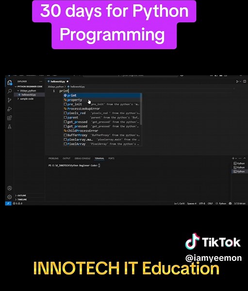 #30daysPython #PythonForEveryone #LearnPythonWithYou #innotech_it_education day1 First Python Program #fppppppppppppppppppp #f