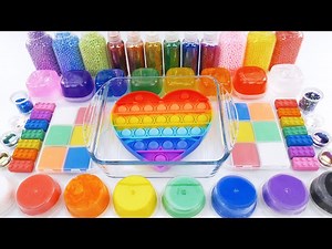Satisfying Video How to make Rainbow Bubble Pop Slime Mixing All My Slime Smoothie Cutting ASMR - Videos For Kids