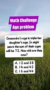1.3K views · 5 comments | Math Challenge Age problem #fyp #activity #mathematics #mathchallenge #MATHSOLVING #fblifestyle #learningideas | Learning Ideas | Facebook