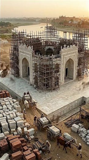Construction Site Of The Taj Mahal In The 17th Century