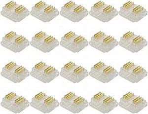 RGBWW LED Strip Light Connectors - 6-Pin 12mm Solderless Clips for COB Tape Strip-to-Wire Joints (Pack of 20)