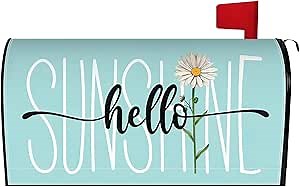Spring Summer Mailbox Cover 25.5x21 Inch, Hello Sunshine Daisy Post Letter Box Covers, Seasonal Magnetic Waterproof Mail Wraps for Outdoor Yard Garden Oversized Mailbox Decor