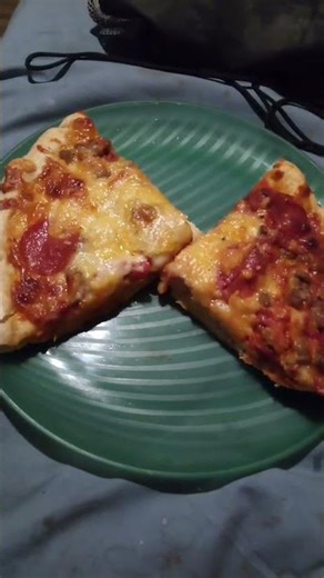 self rising crust 3 meat pizza with extra shredded pepper jack cheese for dinner tonight