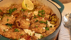 5.8K views · 373 reactions | This Mediterranean Chicken and Olive Skillet comes together in no-time. Serve it with some crusty bread to soak up the zesty sauce or over pasta. The whole family will enjoy this easy weeknight meal. Get the recipe here: https://www.dimitrasdishes.com/mediterranean-chicken-olives-skillet/ | Dimitra's Dishes | Facebook