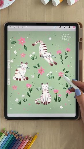 Learn how to draw a cat using simple shapes in Procreate in my new class 😊 #fun #drawing