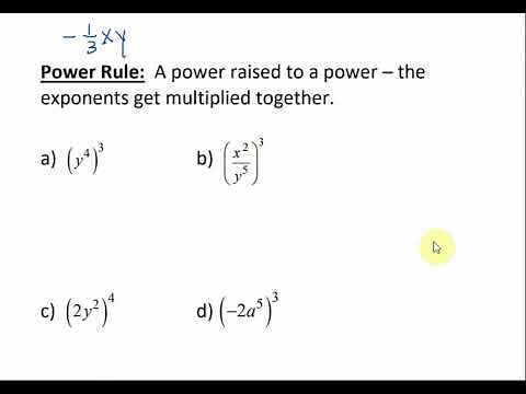 Math 099 12.1 A - Rules of Exponents (Exponent of 1, Product Rule, Power Rule)