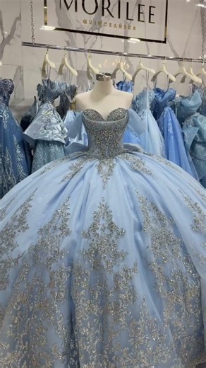 Stunning Light Blue Princess Ball Gown 👗 Luxury Quinceañera Dress #weddingdress #shorts