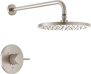 Delta Modern 14 Series Round Rain Shower Faucet Set, Brushed Nickel Shower Head and Handle Set, Valve Trim Kit, Spotshield Stainless T14269-SP-PP (Valve Not Included)
