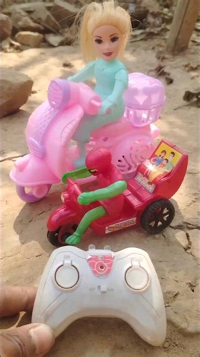 remote control Spider-Man scooty vs real scooty #shortsfeed #shortvideo 🛵😱
