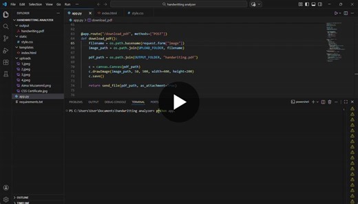 #python #flask #opencv #webdevelopment #ai #handwritinganalysis #projectshowcase #portfolioproject #programming #techinnovation | Aima Muzammil