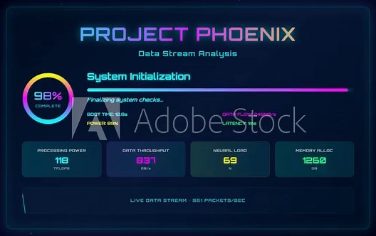 Futuristic System Loading UI Animation | Modern Tech Progress Bar | Digital Interface HUD Loader.