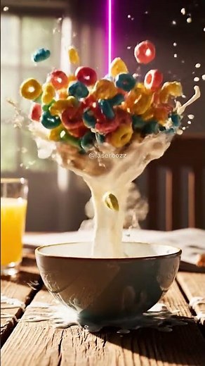 Cereal Explosion with Laser Impact! Mesmerizing Slow Motion Destruction 🍽️💥 #Shorts