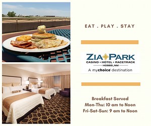 4 comments | Start a winning day with breakfast at The Starting Gate Bar and Grill. Our hotel rates start at $59 with special promo code "FACEBOOK". Book online at www.ziaparkcasino.com and enter the promo code to get your discounted rates! | Zia Park Casino Hotel Racetrack | Facebook