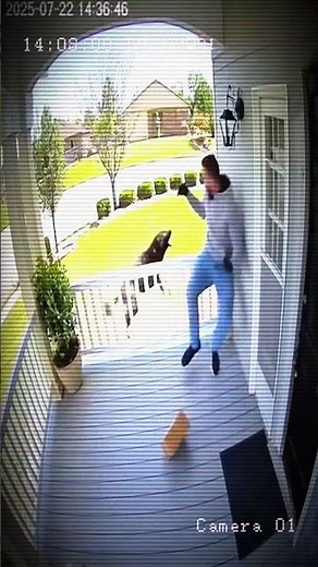 Package Thief Runs for His Life After Guard Dog Attacks | Caught on CCTV