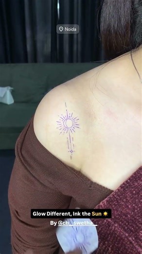 Minimalist Sun Line Art Tattoo | Best Tattoo Studio in Noida
