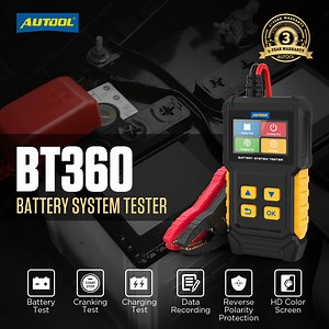 AUTOOL BT360 Automotive Battery Tester, 8V-29V Digital Batteries Analyzer, 30-2000CCA Charging & Cranking Detector for Car Motorcycle Truck and More 4-300 AH
