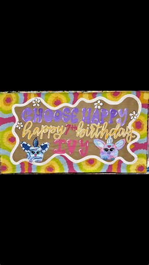 Fun Retro Furby Painting with Tie-Dye Theme