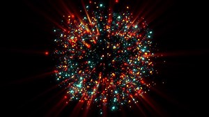 a bright magical flash resembles multi-colored and fiery fireworks