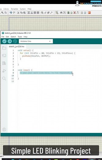 4 LED's Blinking in Proteus using Loop