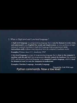 What is High level and low level language? learn in 1 minute #python #high-level #codewithlogic