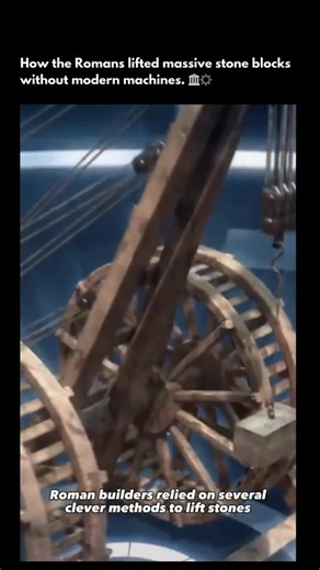 @howeverythingwork.s on Instagram: "Long before cranes and hydraulics, the Romans mastered heavy lifting with smart mechanics. They used treadwheel cranes powered by human labor, where workers walked inside large wooden wheels to generate lifting force. Combined with pulleys, ropes, and wooden frames, these systems multiplied strength far beyond what a single person could produce. They also relied on lewis irons—metal devices inserted into cut stones—to lift and place massive blocks with precisi