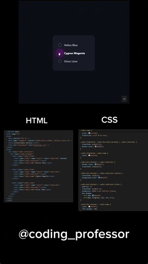 animated radio button use HTML and CSS #coding #html #css #javascript #button #python #animation #ai