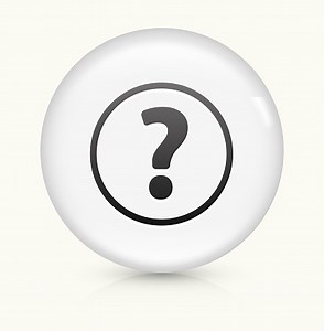 Question Mark Icon on simple white round button. This 100% royalty...