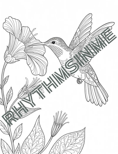 Wildflower & Hummingbird Coloring Page – Printable Nature Coloring Page for Relaxation - Etsy
