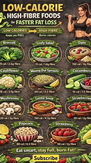 Low-Calorie High-Fibre Foods for Faster Fat Loss #healthtips #healthyfood #weightloss