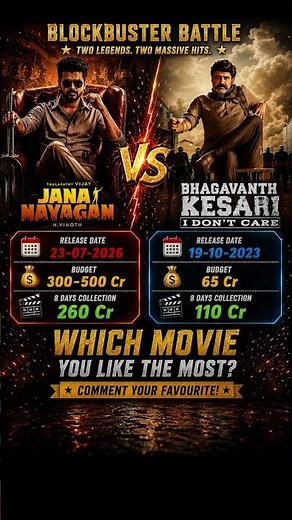 Jana Nayagan vs Bhagavanth Kesari 🔥 8 Days Worldwide Box Office Collection | Vijay vs Balakrishna