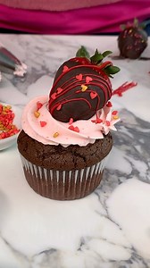 An easy Valentine's Day inspired snack: Strawberries dipped in Wilton Candy Melts and decorated with sprinkles! 🍓🍫💖 No tempering or baking required and you can find your favorite colors at your local grocery store or Walmart. | Wilton Cake Decorating