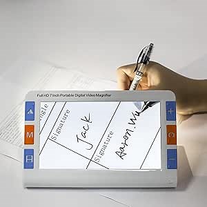 Electronic Reading Magnifier, 7.0in Screen Handheld Digital Magnifier, Portable Reading Aids for Students, The Elderly, 2X to 32X Magnification, Ergonomic Handle, 26 Color Modes(US)
