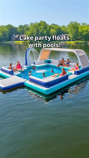 Inspiring Designs on Instagram: "I’m gonna need one of these lake party floats with a pool! 🙌👏👏"