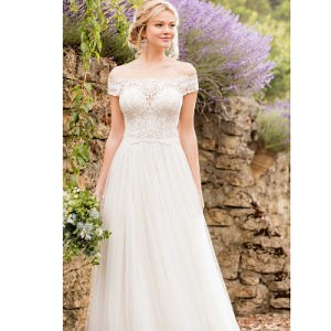 [Hot Item] Chiffon Bridal Gown Lace Empire Waist Beach Boho Wedding Dress Es36