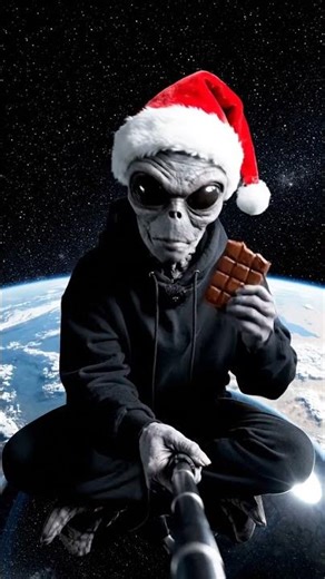 Alien im Weltraum 😀 | #alien #space #weltraum #universe #weihnachten #schokolade #ai #shorts