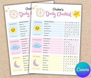 Editable Kids Daily Checklist: Homeschool Planner (printable PDF) - Etsy