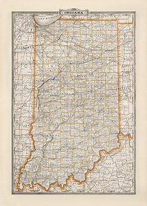 Indiana State Map 1891, Old Map of Indiana in High Resolution Prints up to 24 X 36" (61 X 91cm) XL Vintage Indiana Map Poster, IN Map Print - Etsy