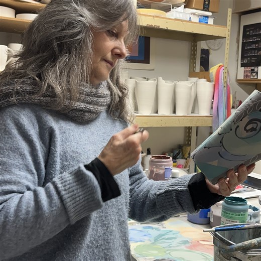 Have you been staring at your bisque ware wondering where to begin? You want to add colour… But something holds you back. In my free class, I show you how I approach underglaze in a loose, intuitive way — without overthinking it. If you’d like the lesson, comment FREE and I’ll send it to you. | Ailsa j Brown Canvas and Clay Art