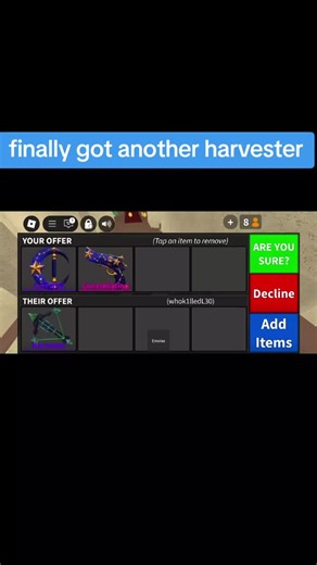 Trading for Harvester in MM2