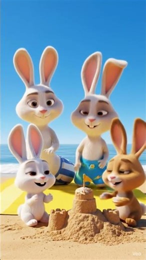 Rabbit family went beach to enjoyLove, Family & Adventure – Rabbit Story ❤️🐰”