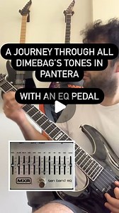 Almost Analog on Instagram: "Dimebag’s tone evolution in Pantera 🤘, according to his EQ and tuning. My goal here is to show you the nuances that come from Dimebag changing his tuning and also how the EQ changes between records. Dimebag is known for his “de-tuned” tuning, which is hard to tell exactly but calibrating the tuner to A 435 for Cowboys, and A 425 for the rest seem to work well enough. Also his tone is really strong on mids on the input (hence the EQ as a boost that you’ll see) but th