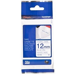 Brother TZe-FA3 Iron On Fabric Tape 12mm Blue on White
