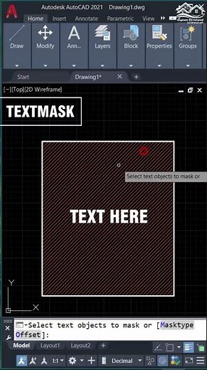 Creating a mask object behind selected text in hatch AutoCAD