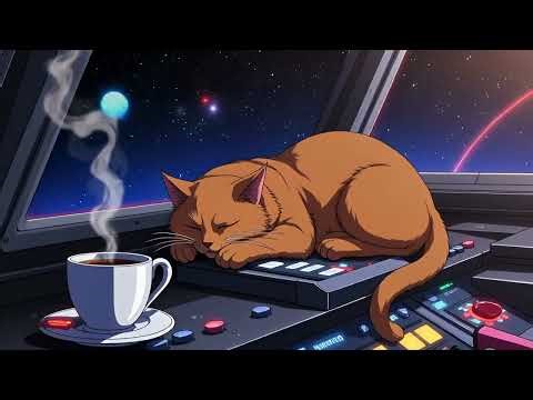 Catsby sleeps while stars drift by. 17 Relaxing space music for sleep, study, work 4h07