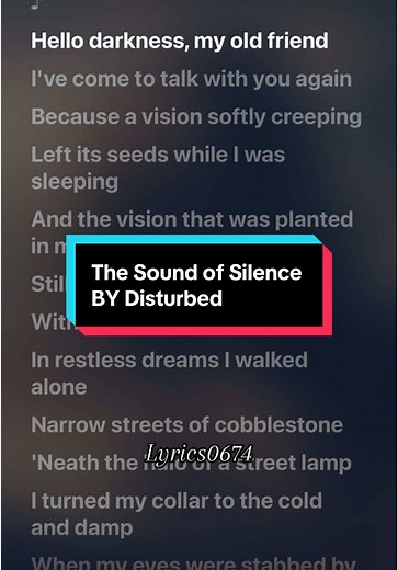 The Sound of Silence - Disturbed Lyrics Video