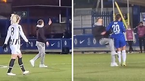 Soccer Star Samantha Kerr Levels Fan On Field During Champions League Match