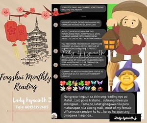 Nagsimula sa China ang "FENG SHUI o GEOMANCY" Nakapaloob dito ang Tamang pagbabalanse ng "YING" at "YANG". Kaya mahalaga na meron tayong guidance mula sa experto, nang sa ganun ay magkaroon tau ng kaalaman ahead sa mga bagay bagay. Maagapan natin ang mga bagay na hindi magandang mangyayari, ganun din ay meron tayong guidance sa mga desisyon gagawin natin sa buhay, negosyo, pag ibig, kalusugan, maging sa pag aaral para ma asssure ang kasaganahan at kagalingan sa aspetong ito STILL ON PROMO PA DIN