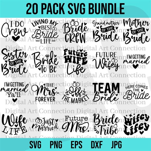 Bride/wife SVG Bundle, Cut Files for Cricut, Relationships (digital Download) - Etsy