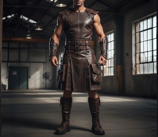 Genuine Leather Warrior Costume Set – Vest, Kilt, Boots, LARP Outfit - Etsy